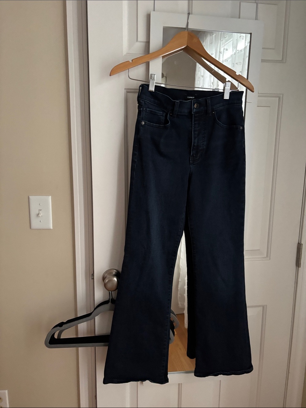 Express Dark Blue Flare-Leg Jeans